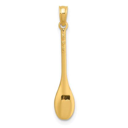14K Gelbgold Poliert 3-d Spoon Charm