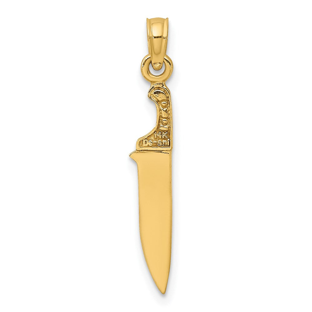 14K Gelbgold 3-d Poliert Butcher Messer Charm