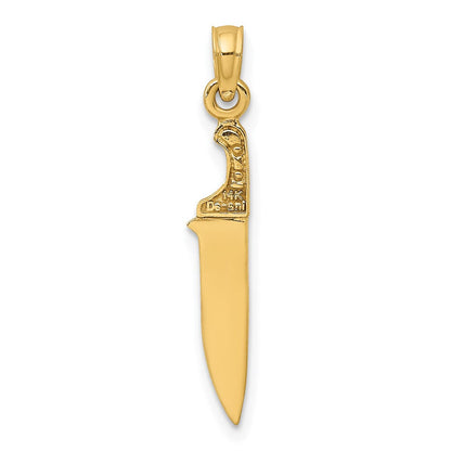 14K Gelbgold 3-d Poliert Butcher Messer Charm