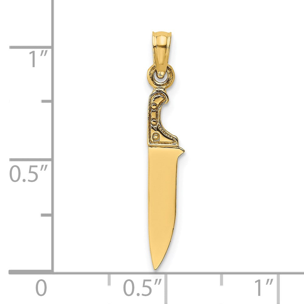 14K Gelbgold 3-d Poliert Butcher Messer Charm