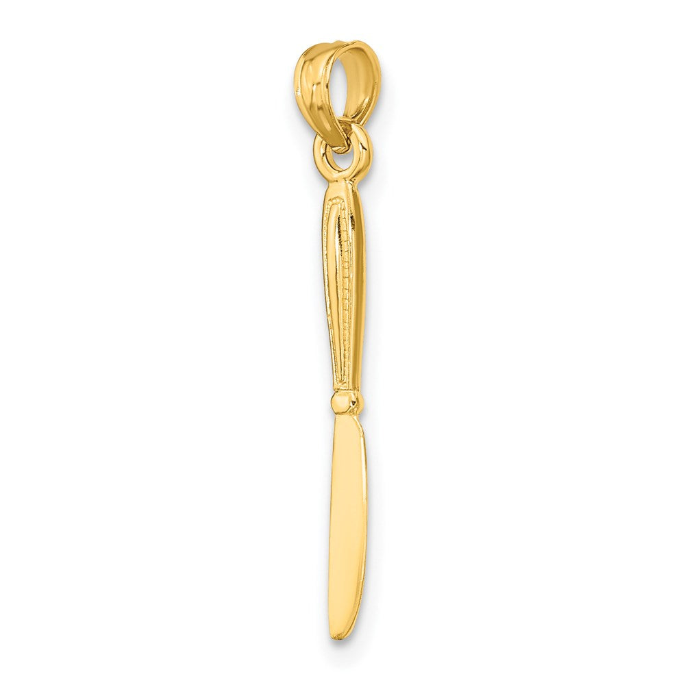 14K Gelbgold 3-d Poliert Tisch Messer Charm