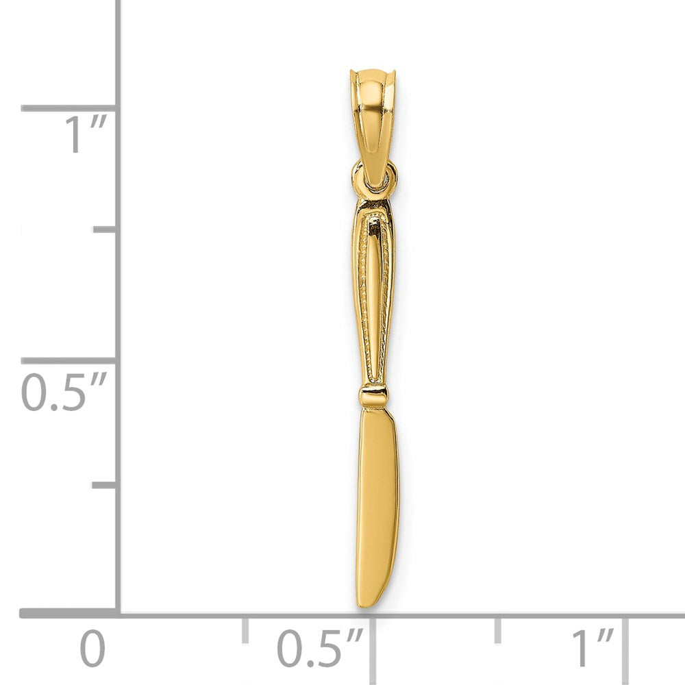 14K Gelbgold 3-d Poliert Tisch Messer Charm