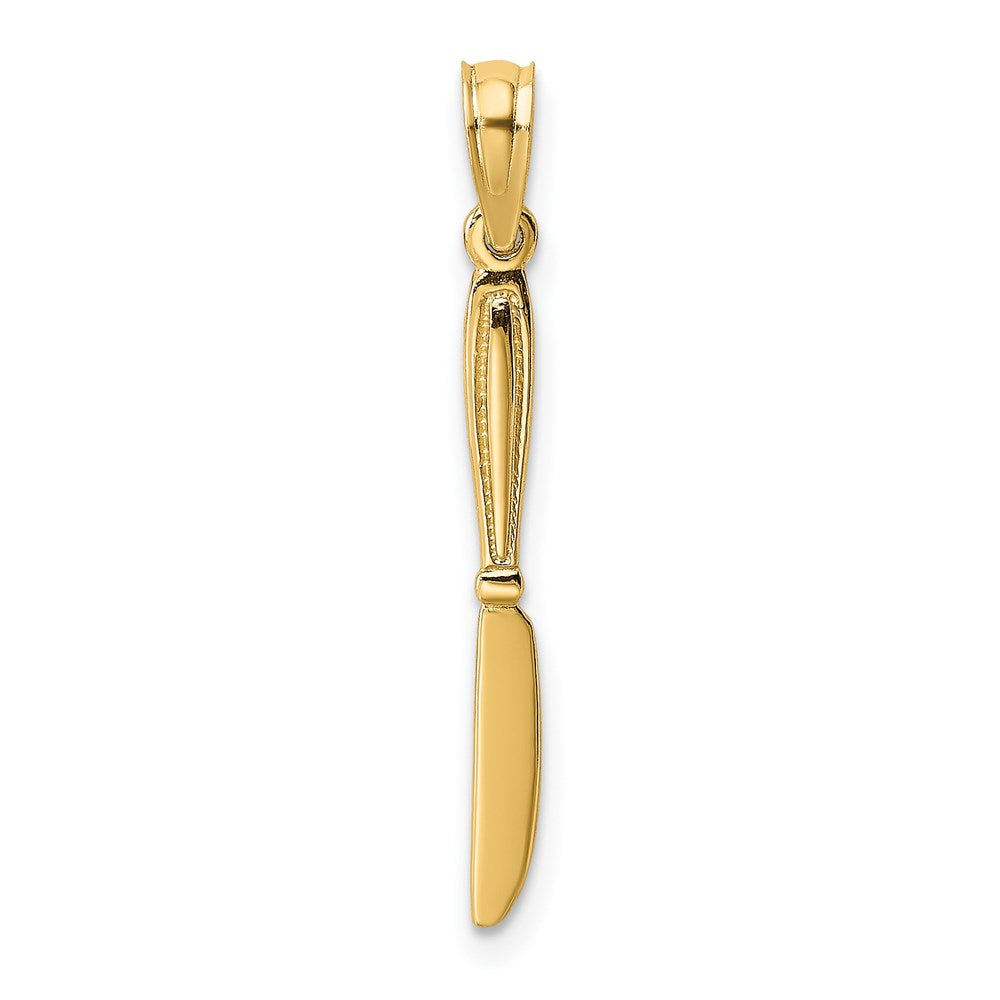 14K Gelbgold 3-d Poliert Tisch Messer Charm