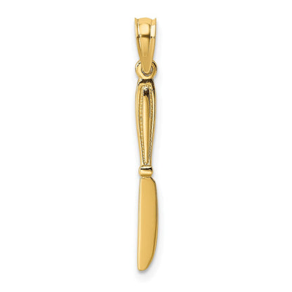 14K Gelbgold 3-d Poliert Tisch Messer Charm