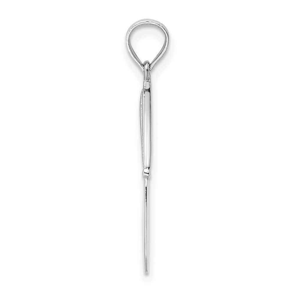14K Weißgold 3-d Poliert Tisch Messer Charm