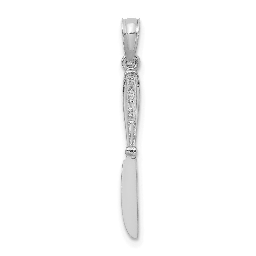 14K Weißgold 3-d Poliert Tisch Messer Charm