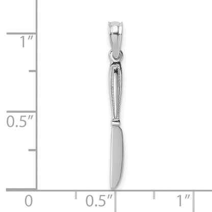 14K Weißgold 3-d Poliert Tisch Messer Charm
