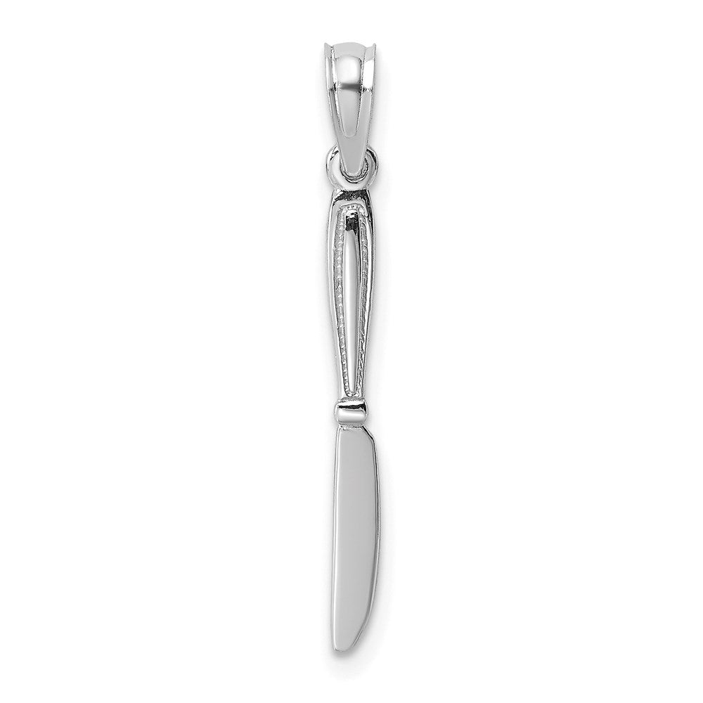 14K Weißgold 3-d Poliert Tisch Messer Charm