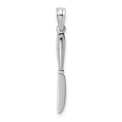 14K Weißgold 3-d Poliert Tisch Messer Charm