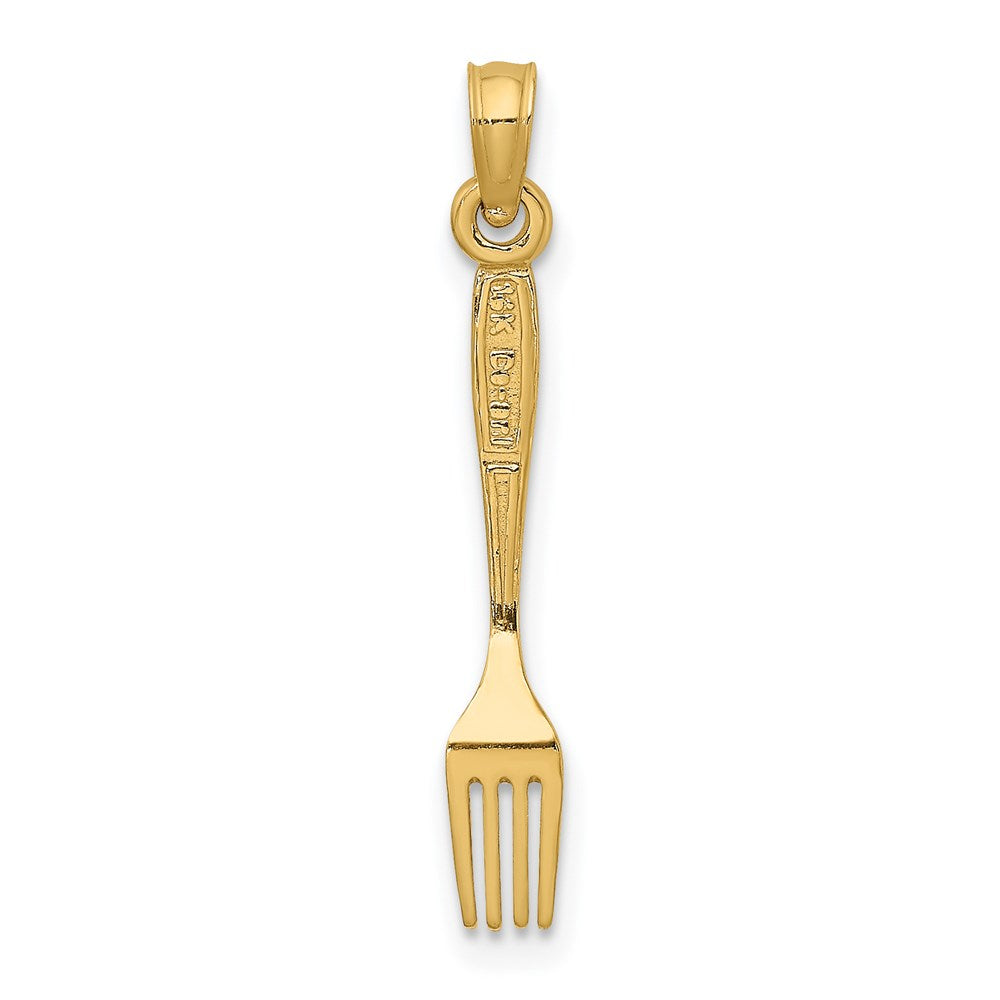 14K Gelbgold 3-d und Poliert Tisch Fork Charm