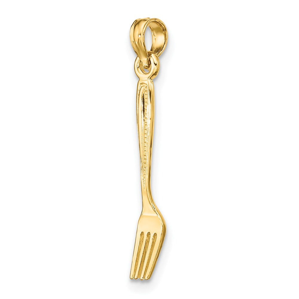 14K Gelbgold 3-d und Poliert Tisch Fork Charm