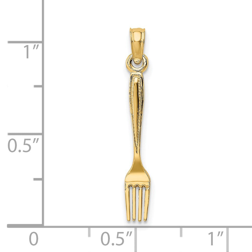 14K Gelbgold 3-d und Poliert Tisch Fork Charm