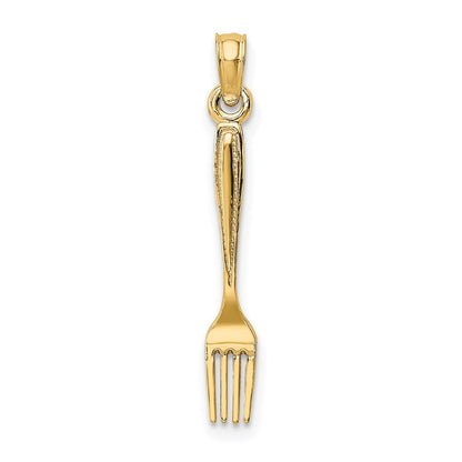 14K Gelbgold 3-d und Poliert Tisch Fork Charm