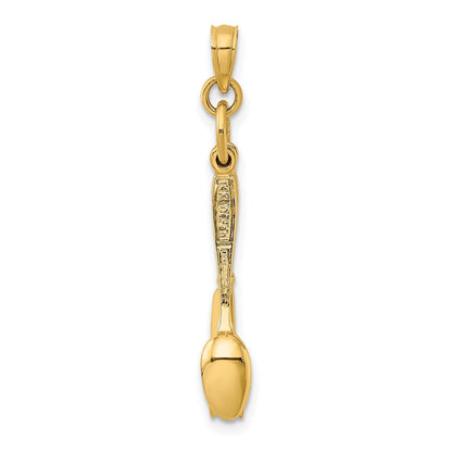 14K Gelbgold 3-D beweglicher Anhänger „Messer, Gabel und Löffel“