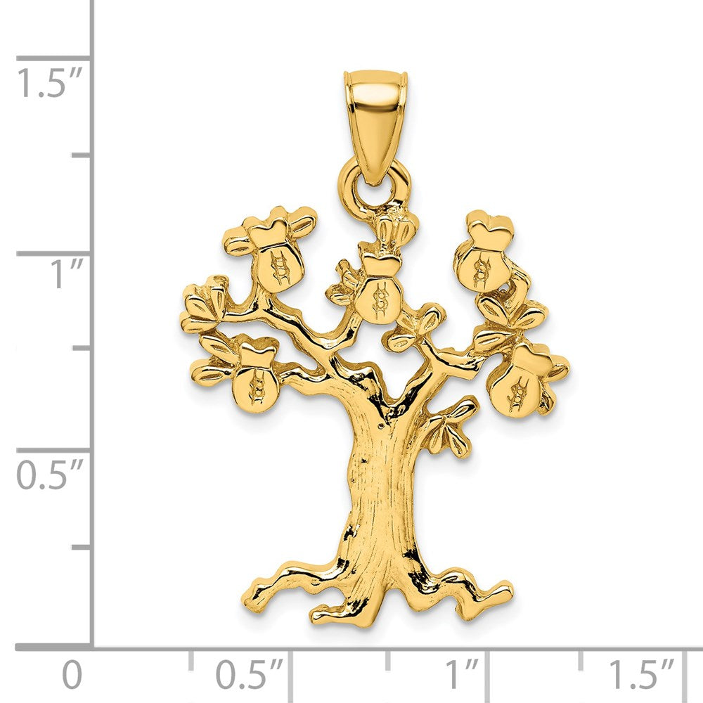 14K Gelbgold Ausgeschnittener Geldbaum-Charm