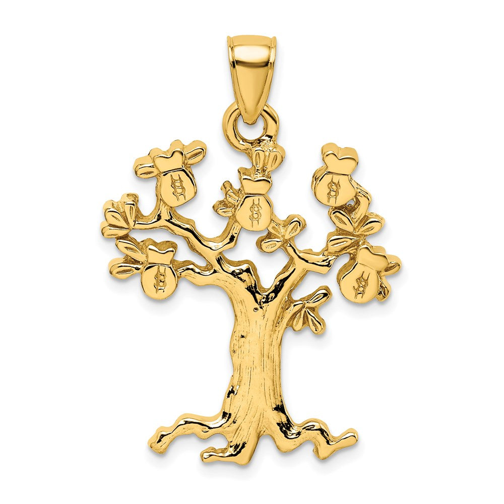 14K Gelbgold Ausgeschnittener Geldbaum-Charm