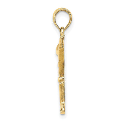 14K Gelbgold Charm mit Ausschnitt und Olive, poliert, Martini-Design