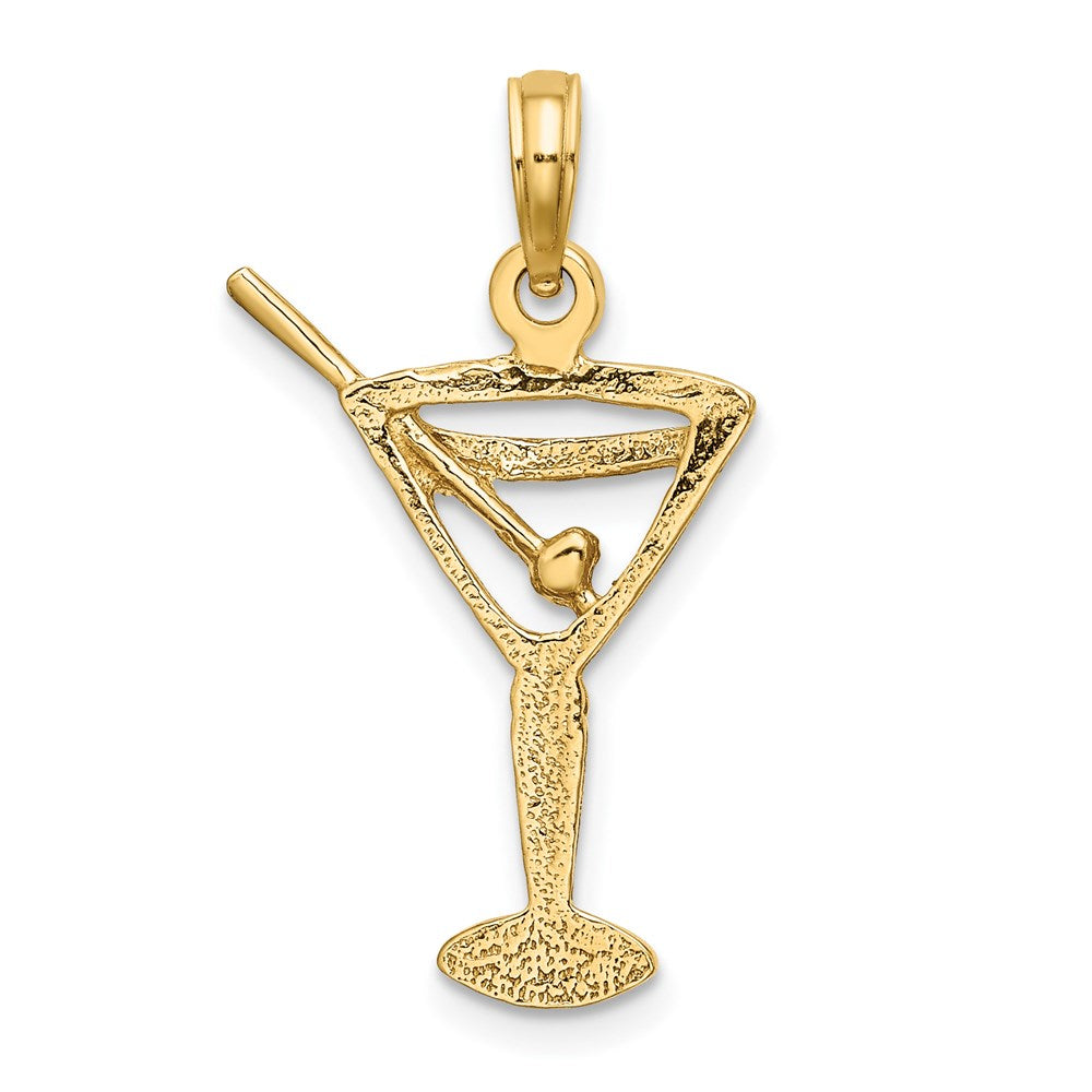 14K Gelbgold Charm mit Ausschnitt und Olive, poliert, Martini-Design