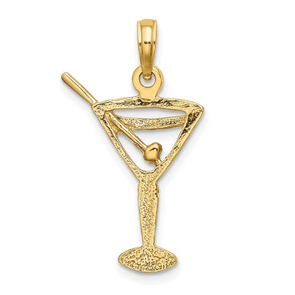 14K Gelbgold Charm mit Ausschnitt und Olive, poliert, Martini-Design