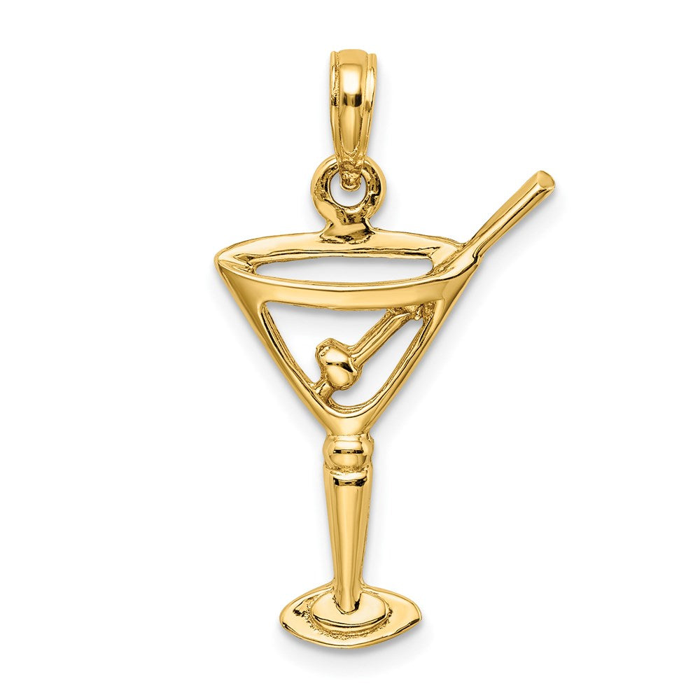14K Gelbgold Charm mit Ausschnitt und Olive, poliert, Martini-Design