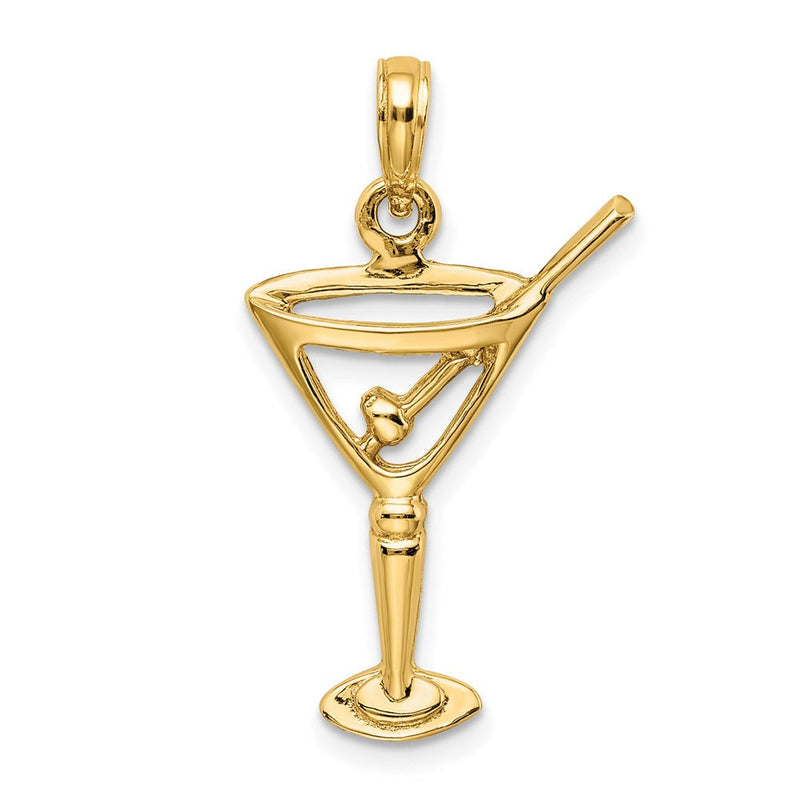 14K Gelbgold Charm mit Ausschnitt und Olive, poliert, Martini-Design