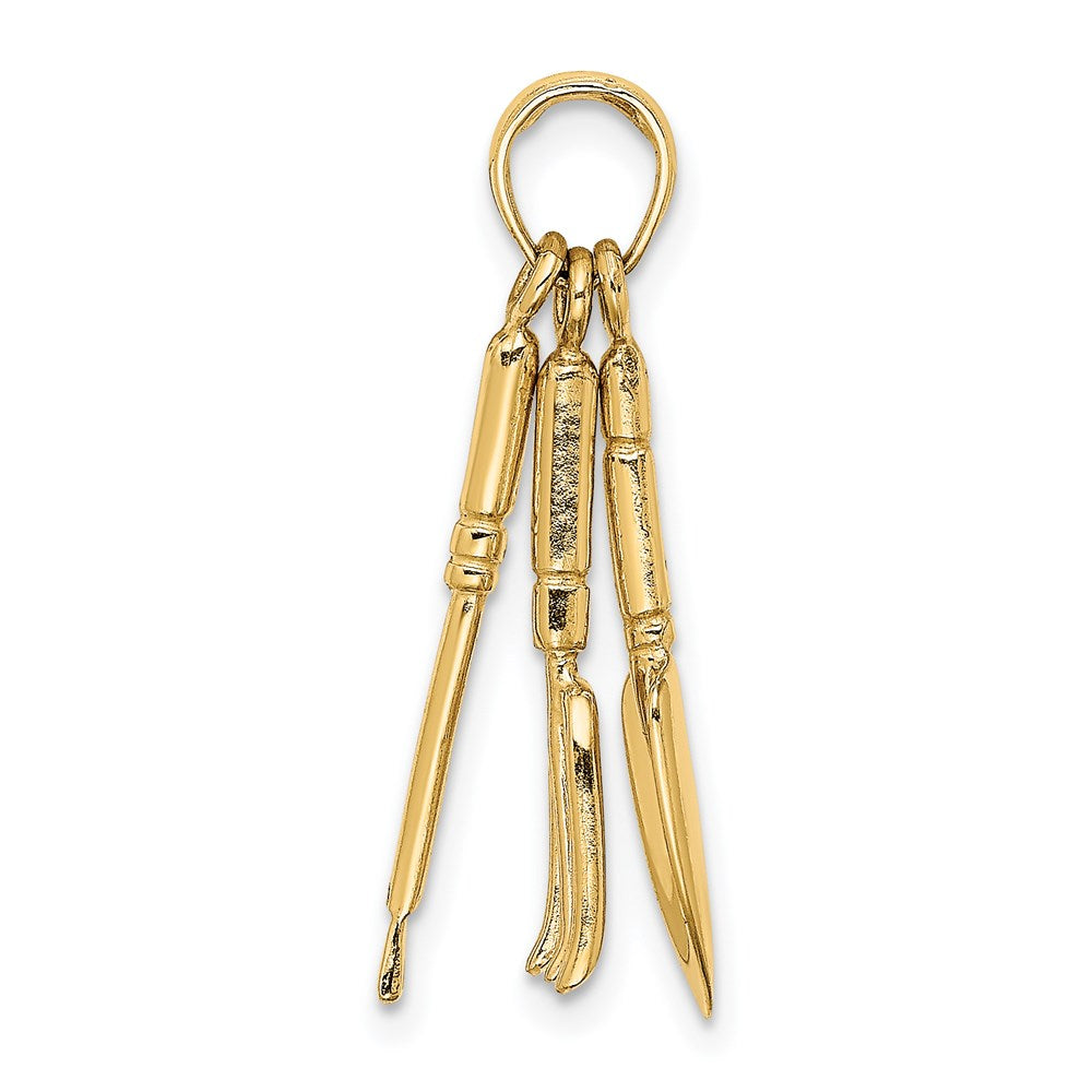 14K Gelbgold 3-D Beweglicher Gartenwerkzeug-Kollektion Charm