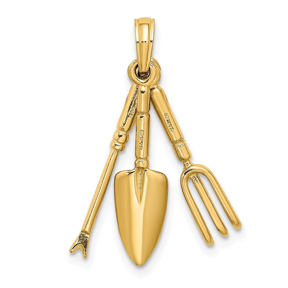 14K Gelbgold 3-D Beweglicher Gartenwerkzeug-Kollektion Charm