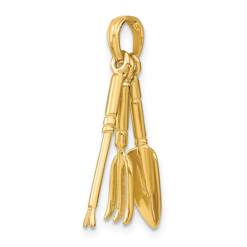 14K Gelbgold 3-D Beweglicher Gartenwerkzeug-Kollektion Charm