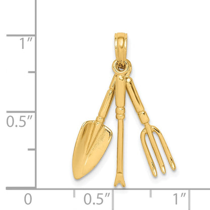 14K Gelbgold 3-D Beweglicher Gartenwerkzeug-Kollektion Charm