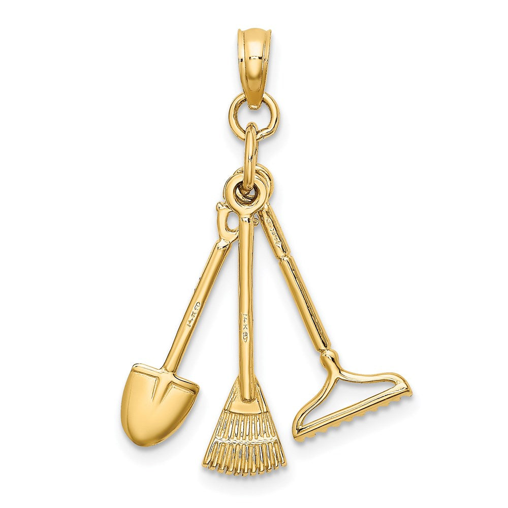 14K Gelbgold 3-d Beweglich Garden Tool Kollektion Charm