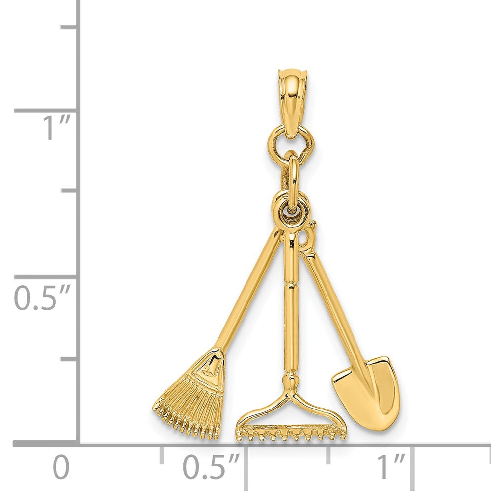 14K Gelbgold 3-d Beweglich Garden Tool Kollektion Charm