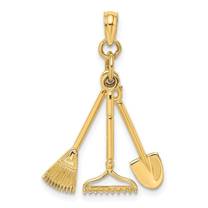 14K Gelbgold 3-d Beweglich Garden Tool Kollektion Charm