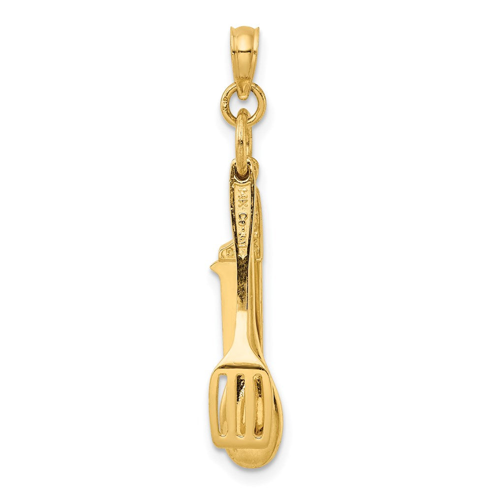 14K Gelbgold 3D beweglicher Spatel-Löffel-und-Messer-Charm