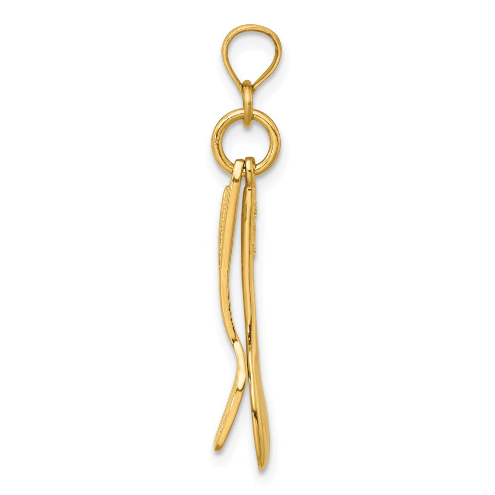 14K Gelbgold 3-d Beweglich Spoon und Spatula Charm