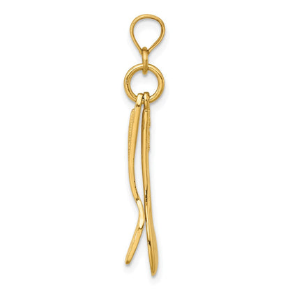 14K Gelbgold 3-d Beweglich Spoon und Spatula Charm