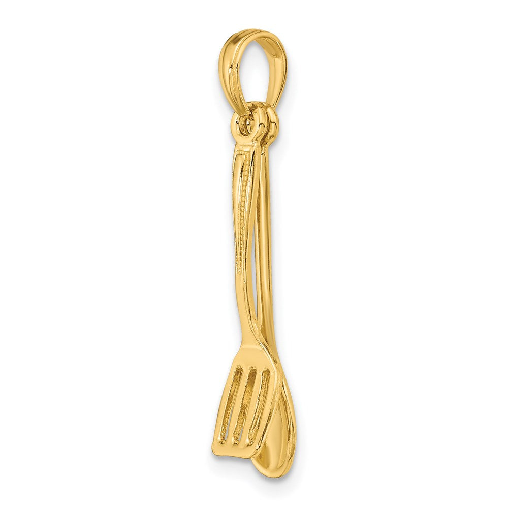 14K Gelbgold 3-d Beweglich Spoon und Spatula Charm