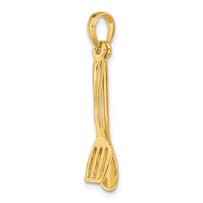 14K Gelbgold 3-d Beweglich Spoon und Spatula Charm