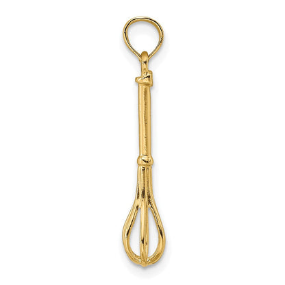 14K Gelbgold 3-d Poliert Whisk Charm