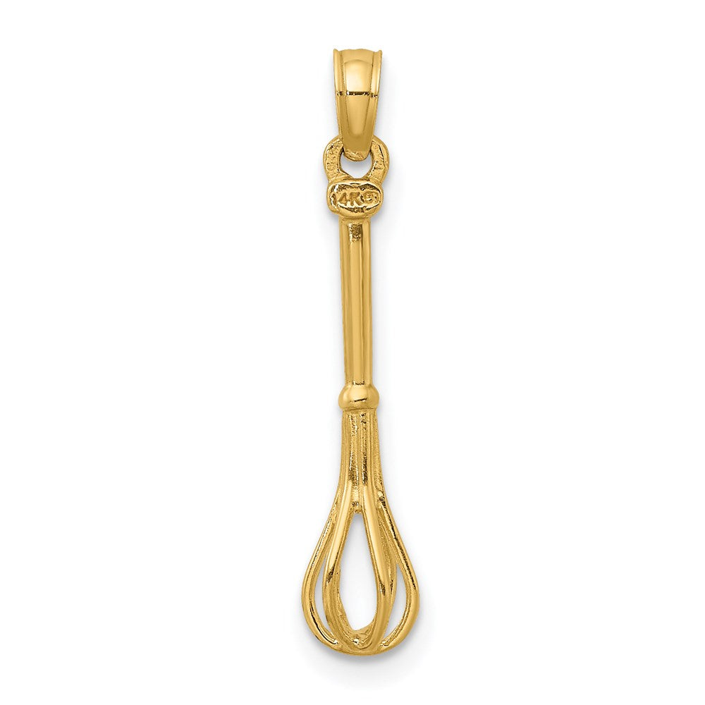 14K Gelbgold 3-d Poliert Whisk Charm