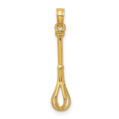 14K Gelbgold 3-d Poliert Whisk Charm