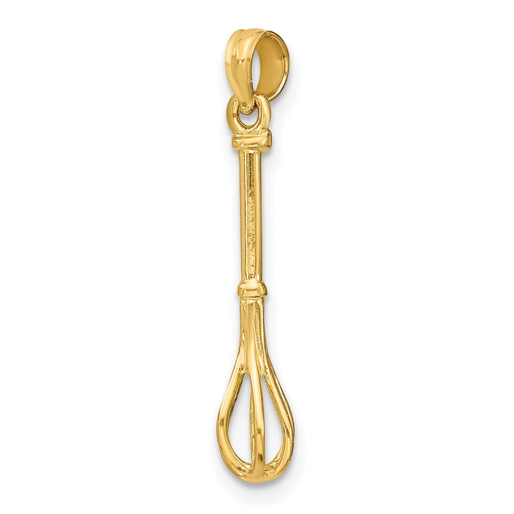 14K Gelbgold 3-d Poliert Whisk Charm