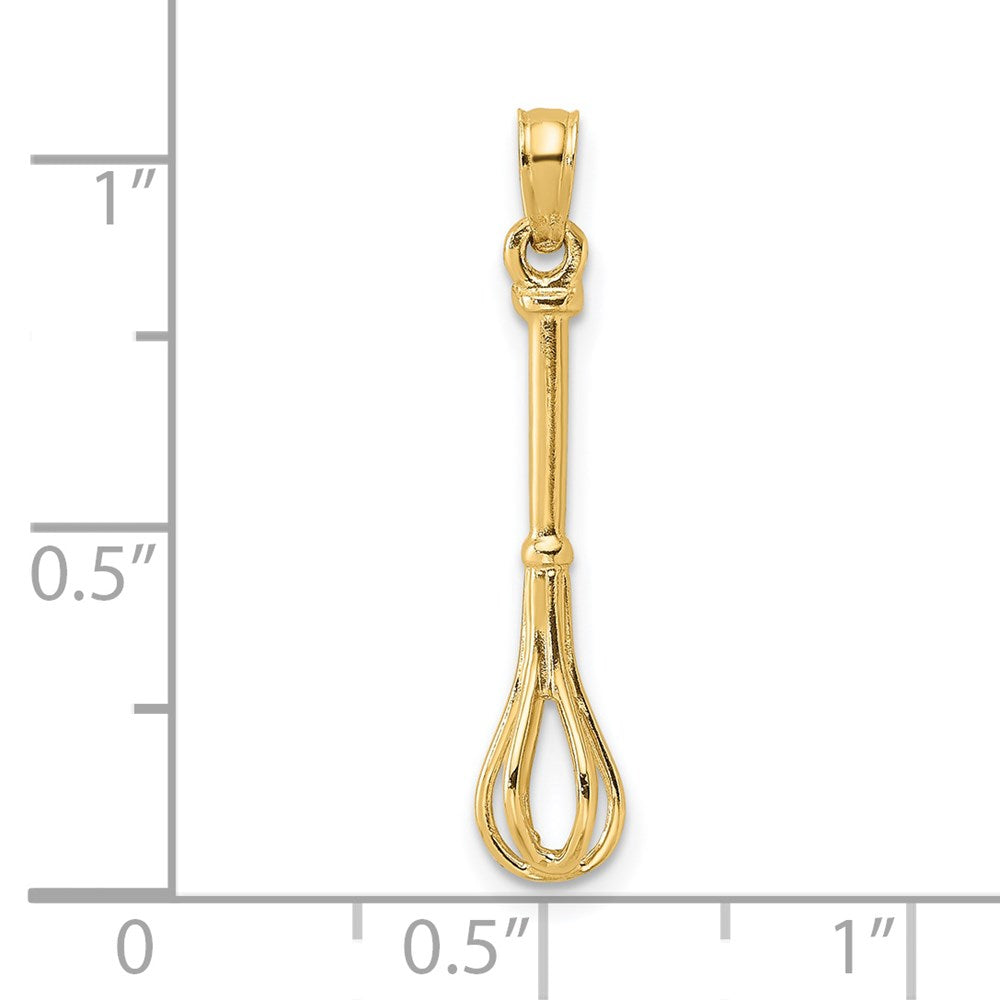 14K Gelbgold 3-d Poliert Whisk Charm