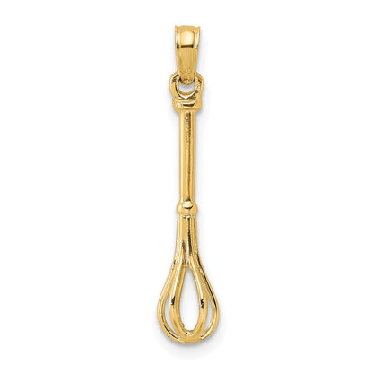 14K Gelbgold 3-d Poliert Whisk Charm