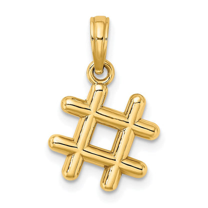 14K Gelbgold 3-D Hashtag-Charm ("#")