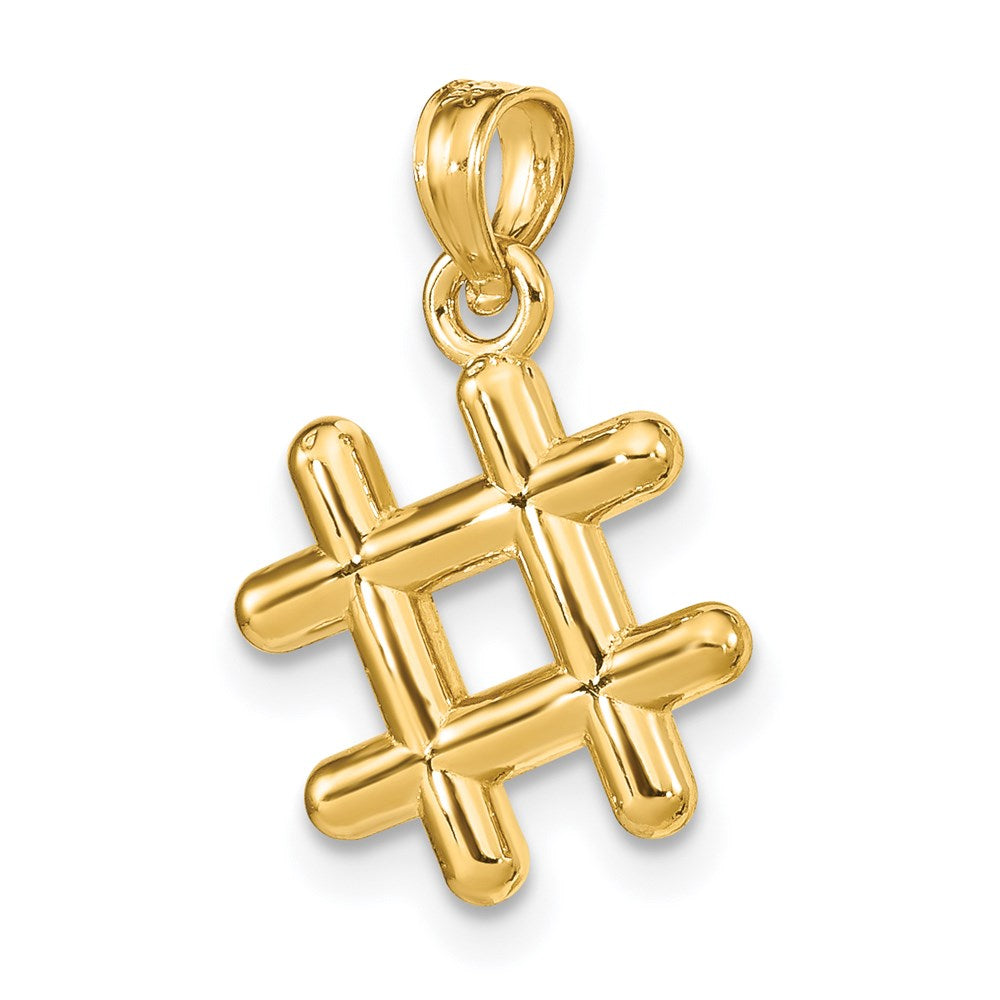 14K Gelbgold 3-D Hashtag-Charm ("#")