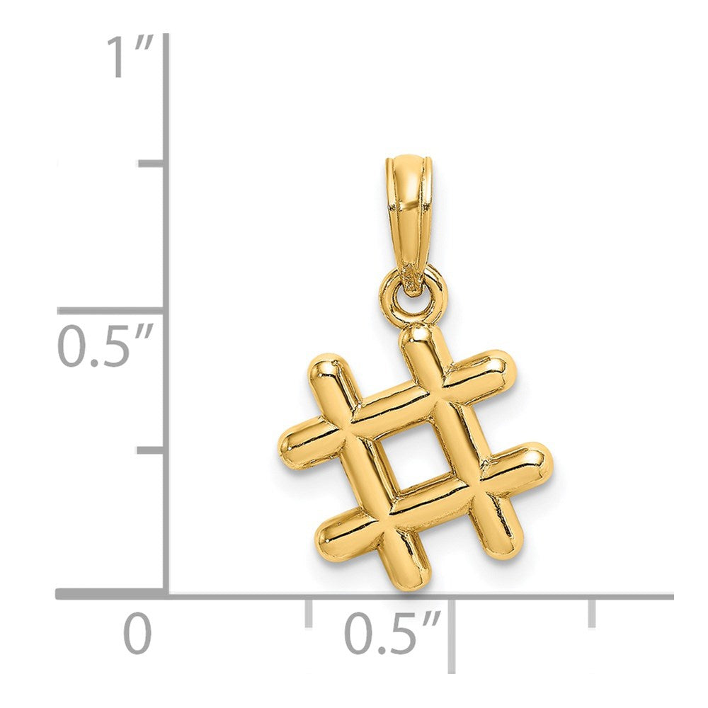 14K Gelbgold 3-D Hashtag-Charm ("#")
