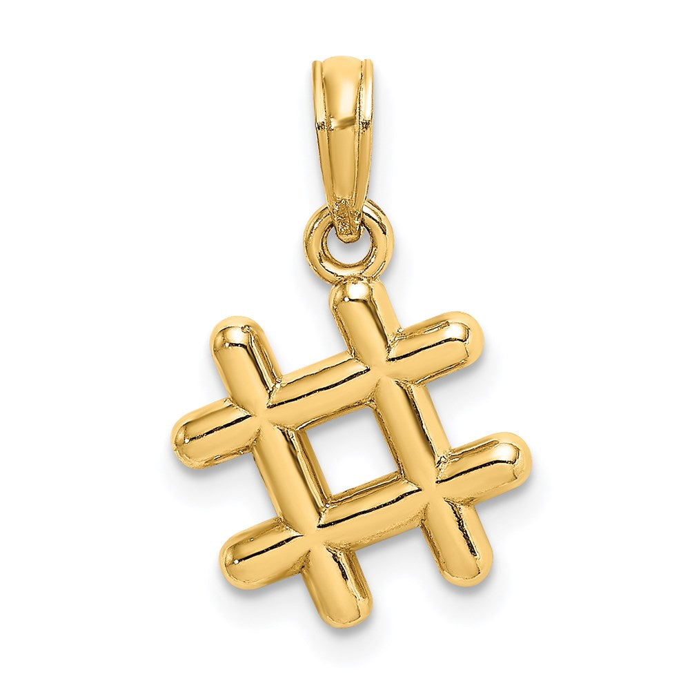 14K Gelbgold 3-D Hashtag-Charm ("#")