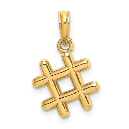 14K Gelbgold 3-D Hashtag-Charm ("#")