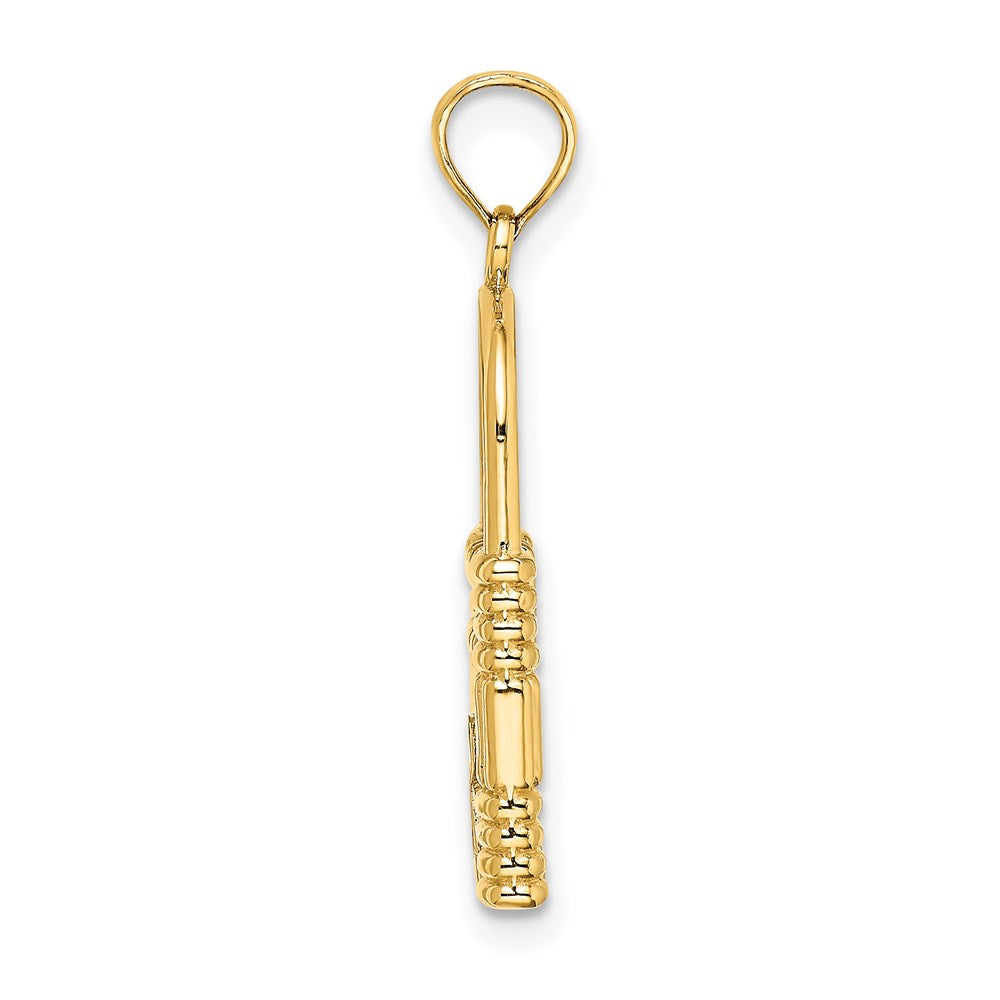 14K Gelbgold 3-D Vorhängeschloss-Charm mit Schlüsselloch
