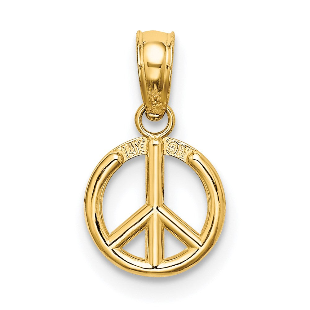 14K Gelbgold 3-d Frieden Symbol Charm